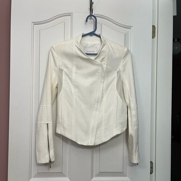 Blank NYC Anthropologie White Moto Jacket Asymmetrical Double Zipper XS Women’s - Picture 2 of 11